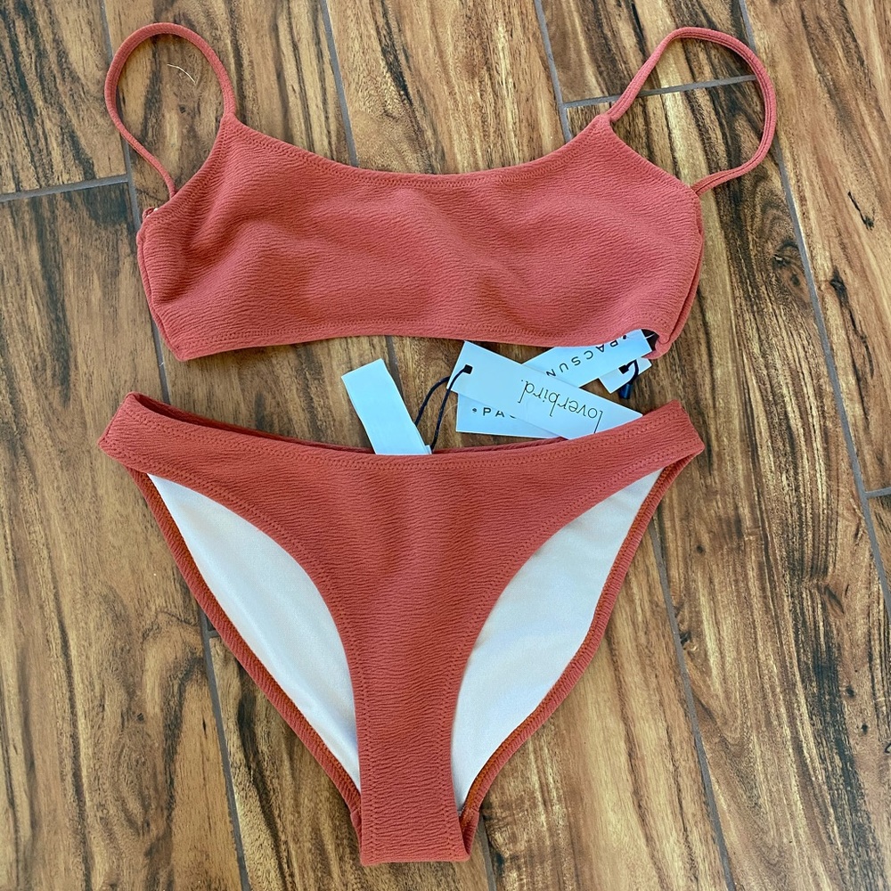 Pacsun Orange/pink Loverbird Bikini NEVER WORN
